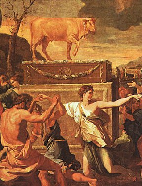 Men and women worshipping the Golden Calf